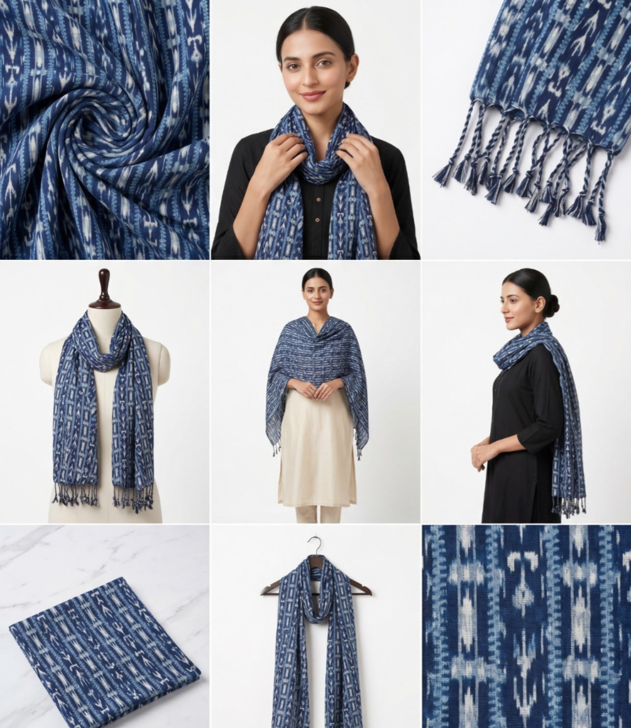 Premium Ikat Pattern Scarf for Women | Soft Lightweight Everyday Elegant Wrap
