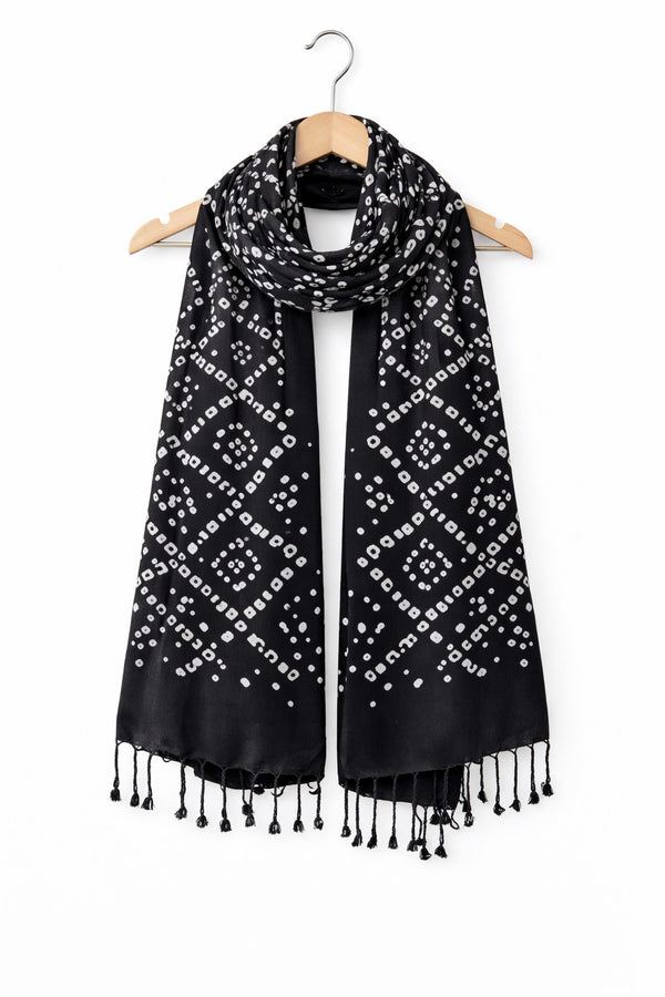 Premium Black & White Printed Scarf for Women | Soft Lightweight Stylish Wrap