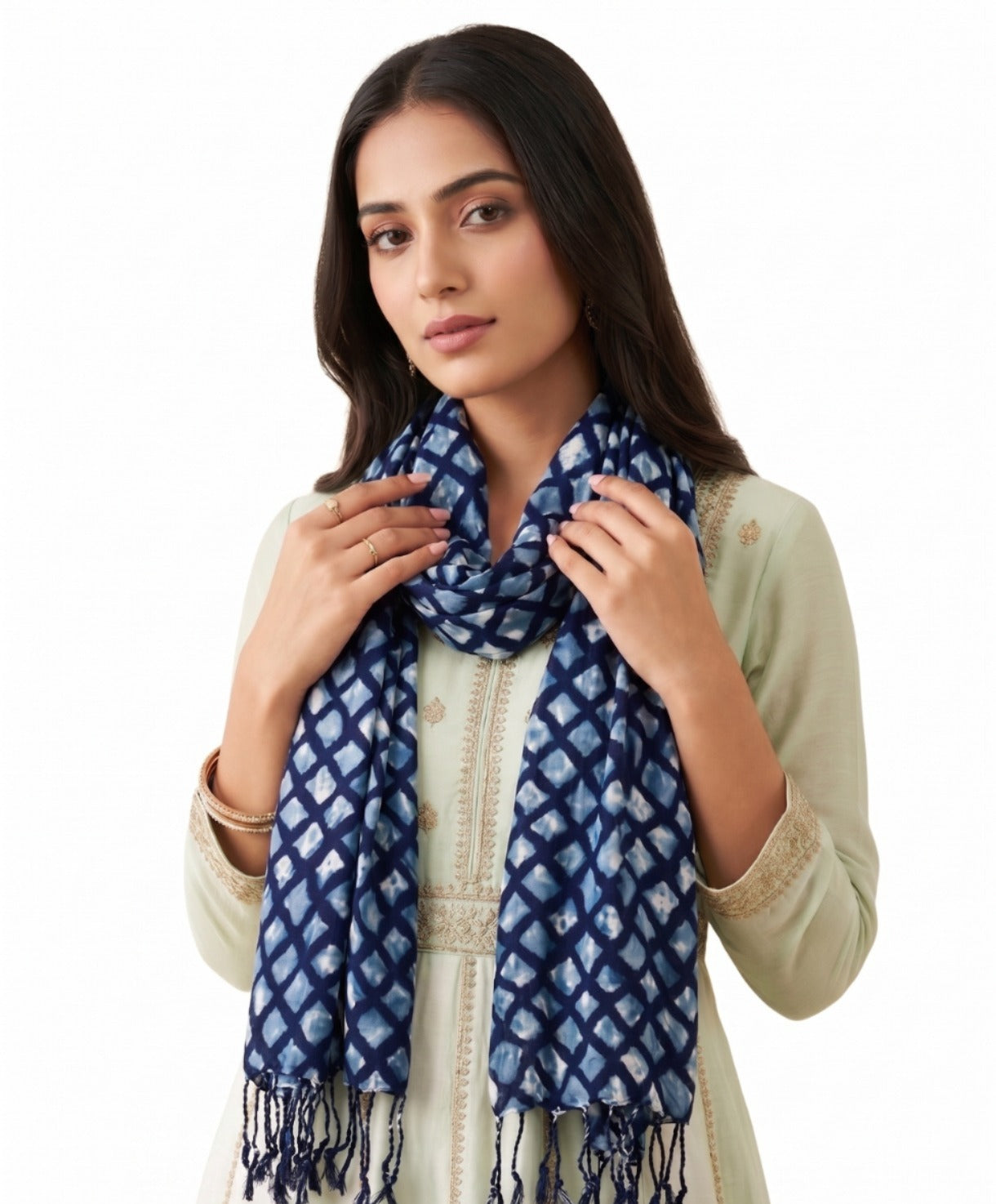 Premium Indigo Printed Scarf for Women | Soft Lightweight Ethnic Stylish Dupatta