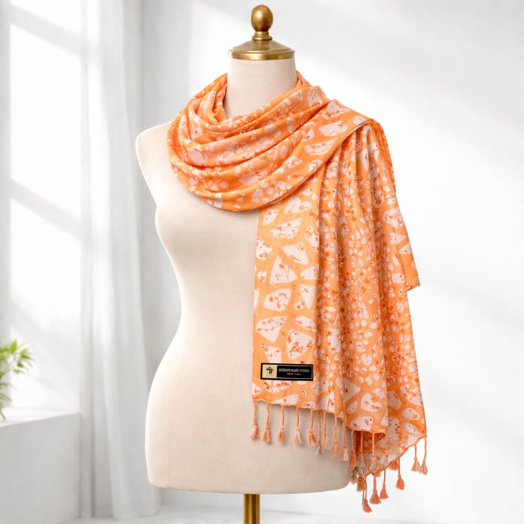 Stylish Abstract Print Satin Scarf for Women | Soft Lightweight Designer Wrap