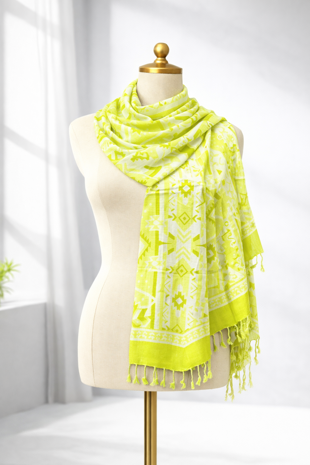 Geometric Pattern Lightweight Satin Scarf for Women | Soft Stylish Fashion Wrap