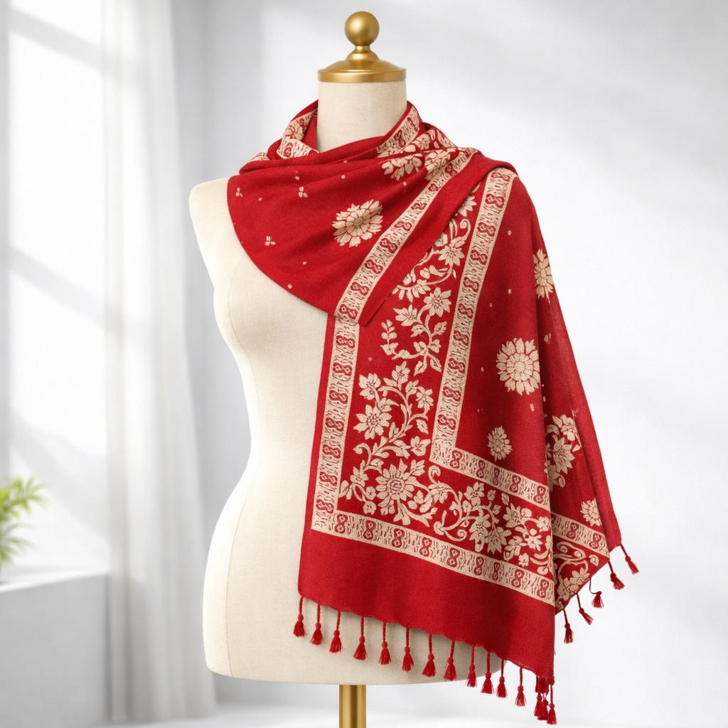 Premium Floral Border Satin Scarf for Women | Soft Lightweight Elegant Fashion Wrap
