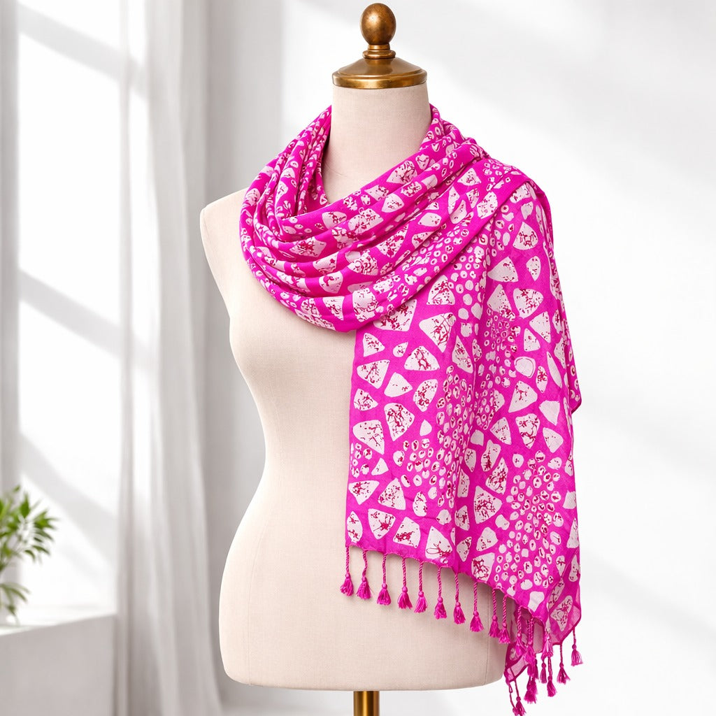 Stylish Abstract Print Satin Scarf for Women | Soft Lightweight Designer Wrap