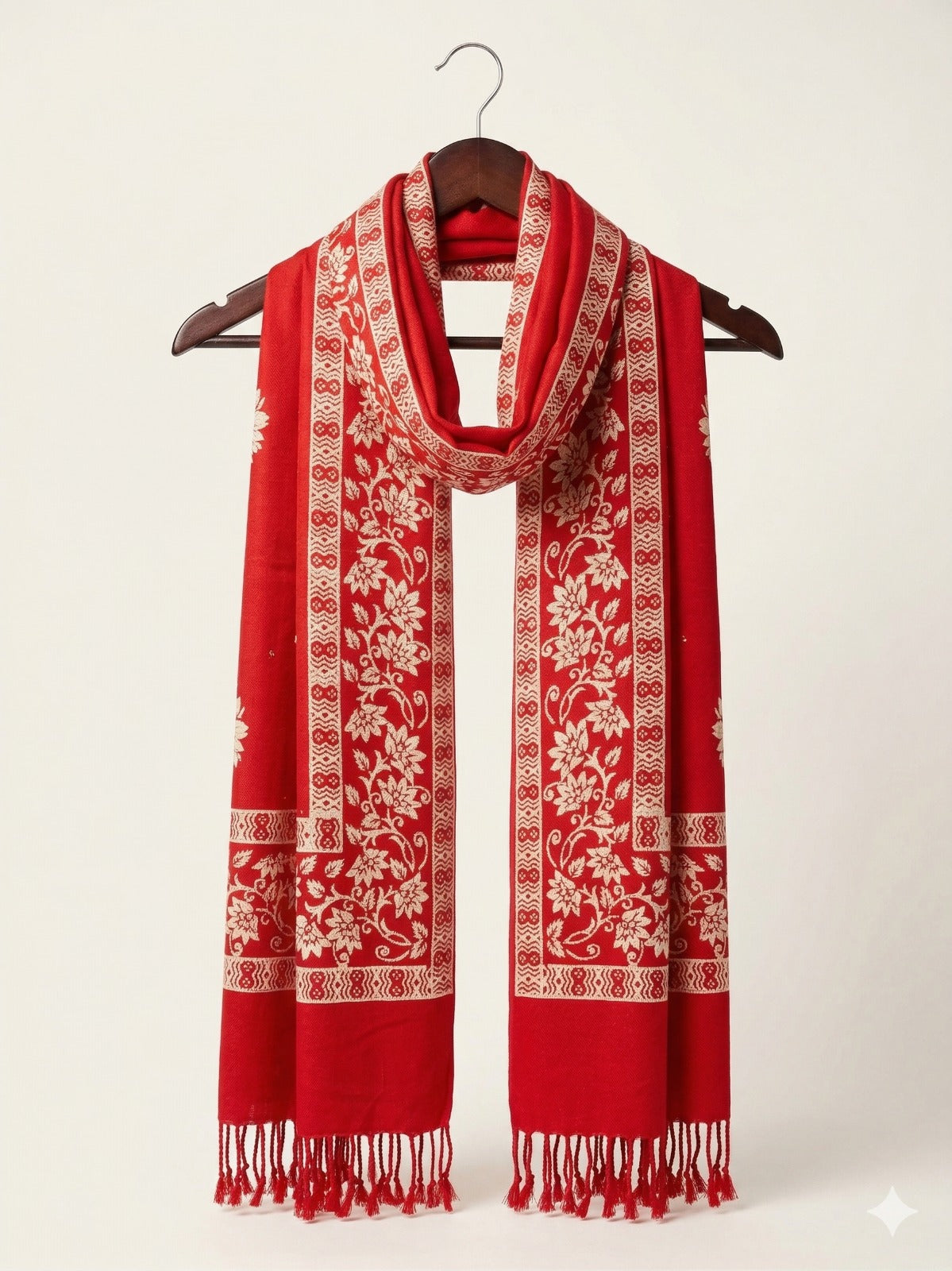 Premium Ethnic Floral Border Scarf for Women | Soft Elegant Designer Wrap