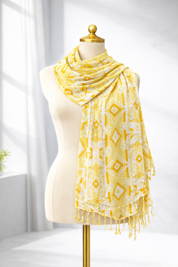 Geometric Pattern Lightweight Satin Scarf for Women | Soft Stylish Fashion Wrap