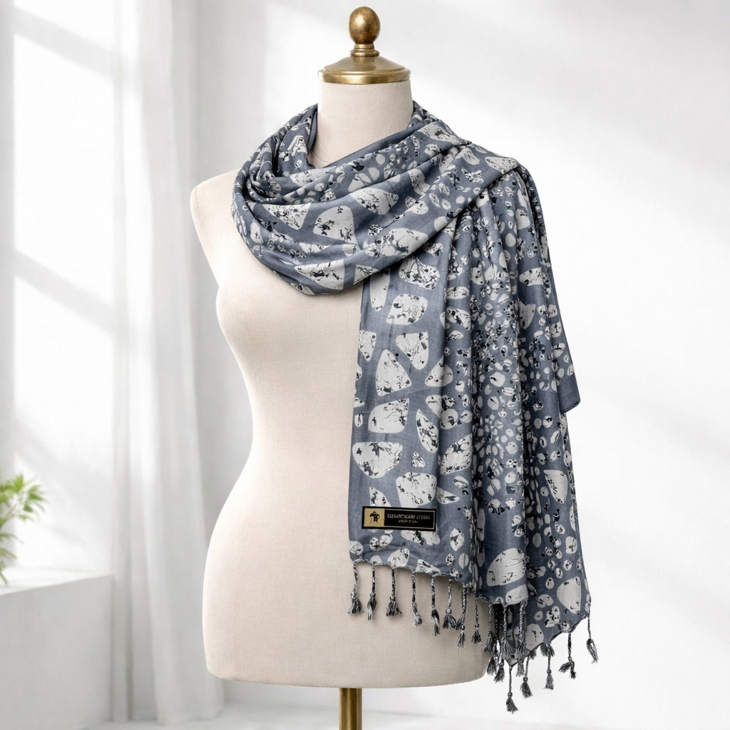 Stylish Abstract Print Satin Scarf for Women | Soft Lightweight Designer Wrap