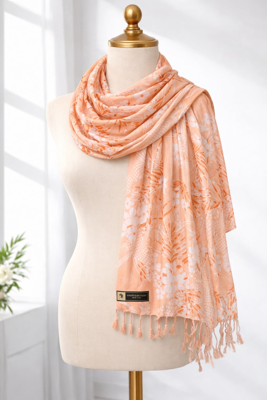 Premium Floral Printed Cotton Scarf for Women | Soft Lightweight Stylish Stole with Tassels