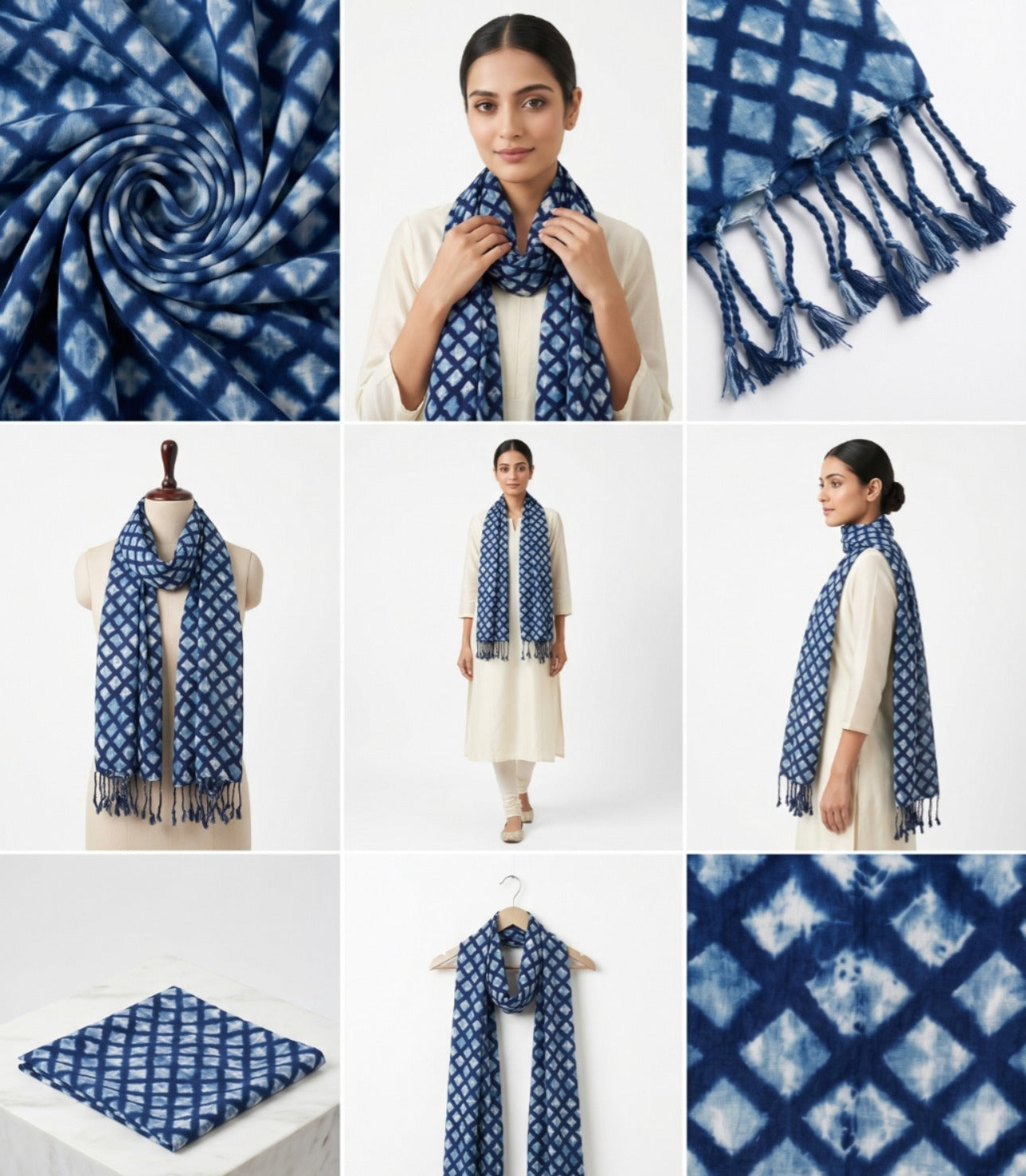 Premium Indigo Printed Scarf for Women | Soft Lightweight Ethnic Stylish Dupatta