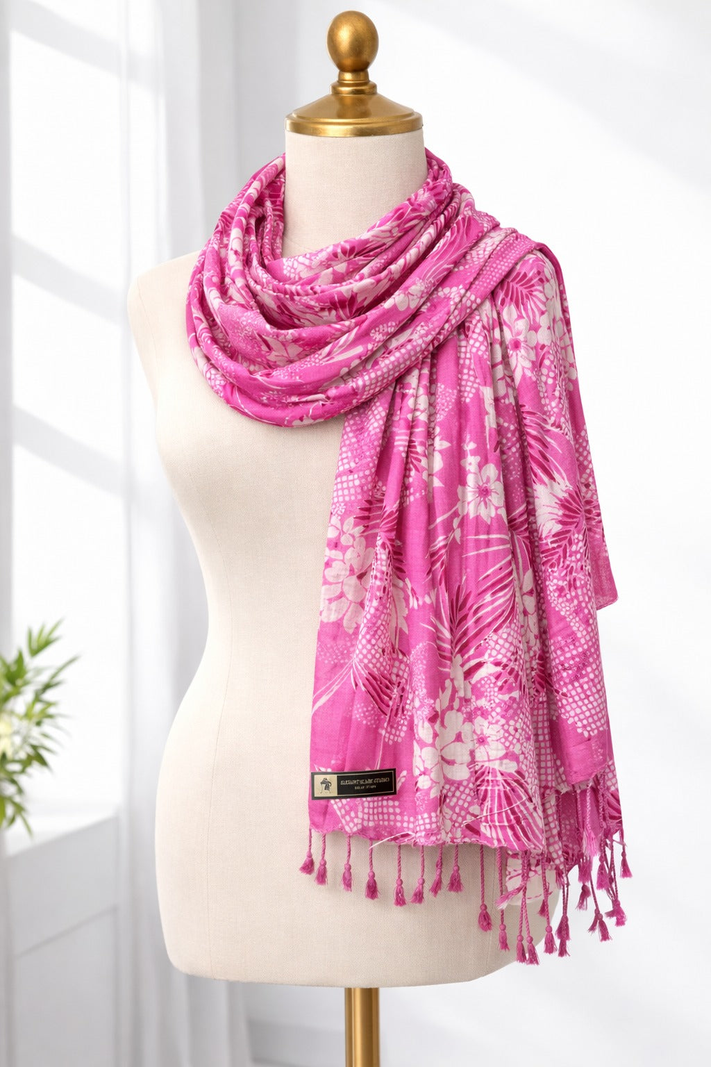 Premium Floral Printed Cotton Scarf for Women | Soft Lightweight Stylish Stole with Tassels